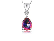 Rainbow Fire Mystic Quartz Pendant .925 SS Gifts for Her