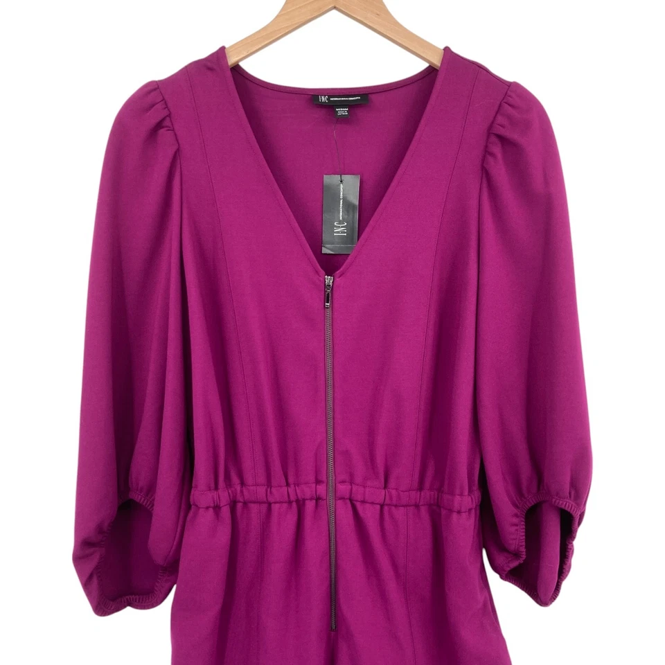 Mono INC International Concepts para mujer M púrpura Cottagecore cuello en V cremallera frontal Foto 3 de 4