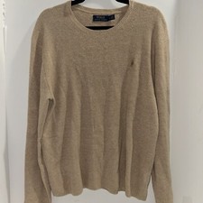 Polo Ralph Lauren beige ribbed sweater linen, cotton and wool Sz Large