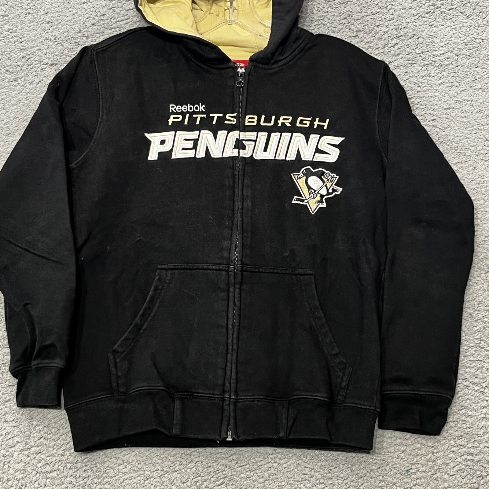 Reebok Pittsburgh Penguins Hoodie Youth Medium Black Embroidered Sweatshirt NHL eBay