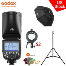 US Godox V1-S 2.4G TTL Camera Flash Speedlite S2 Bracket 95cm Softbox 2m Stand