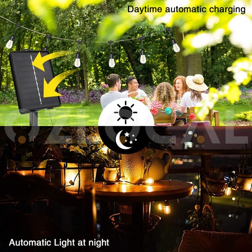 Solar Power 15LED 55FT Festoon String Lights Wedding Party Lights Waterproof - Picture 2 of 19