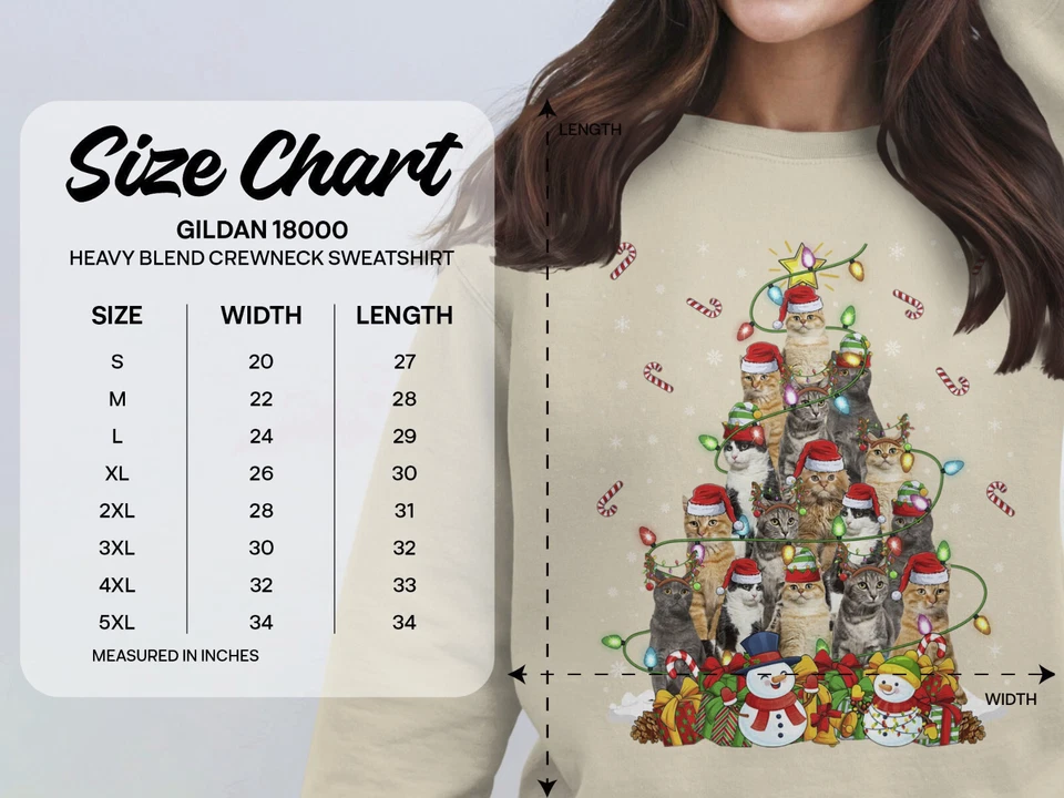 Cat Christmas Tree Sweatshirt Xmas Day Christmas Jumper Day Festive Sweater #15 - Image 2 of 2