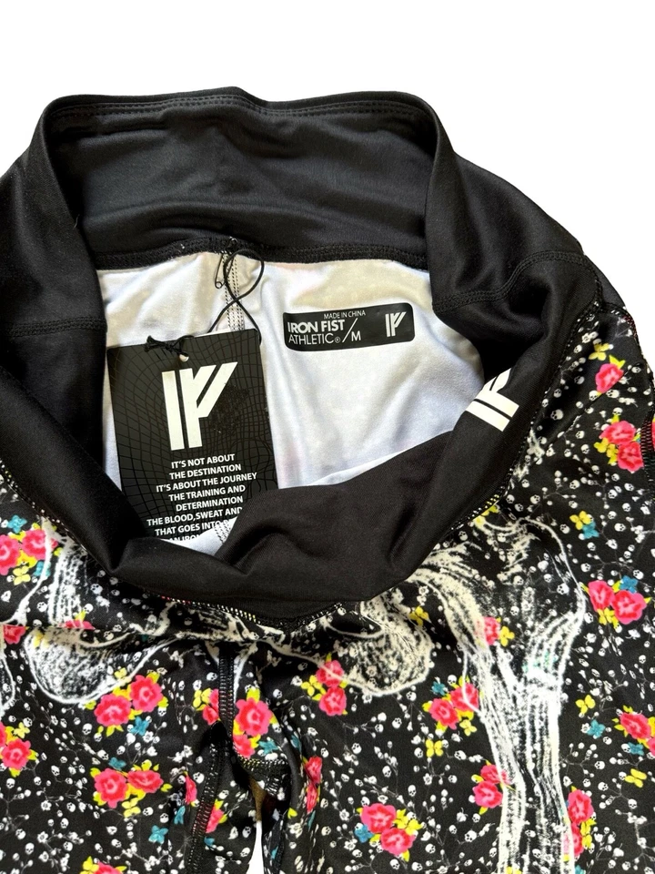 Iron Fist Athletic Unique Ditzy Skull Skeleton Flowers Goth Gym Workout Leggings - Imagem 4 de 4