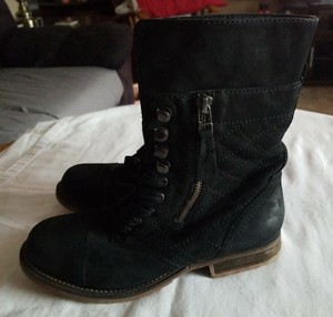 black suede combat boots