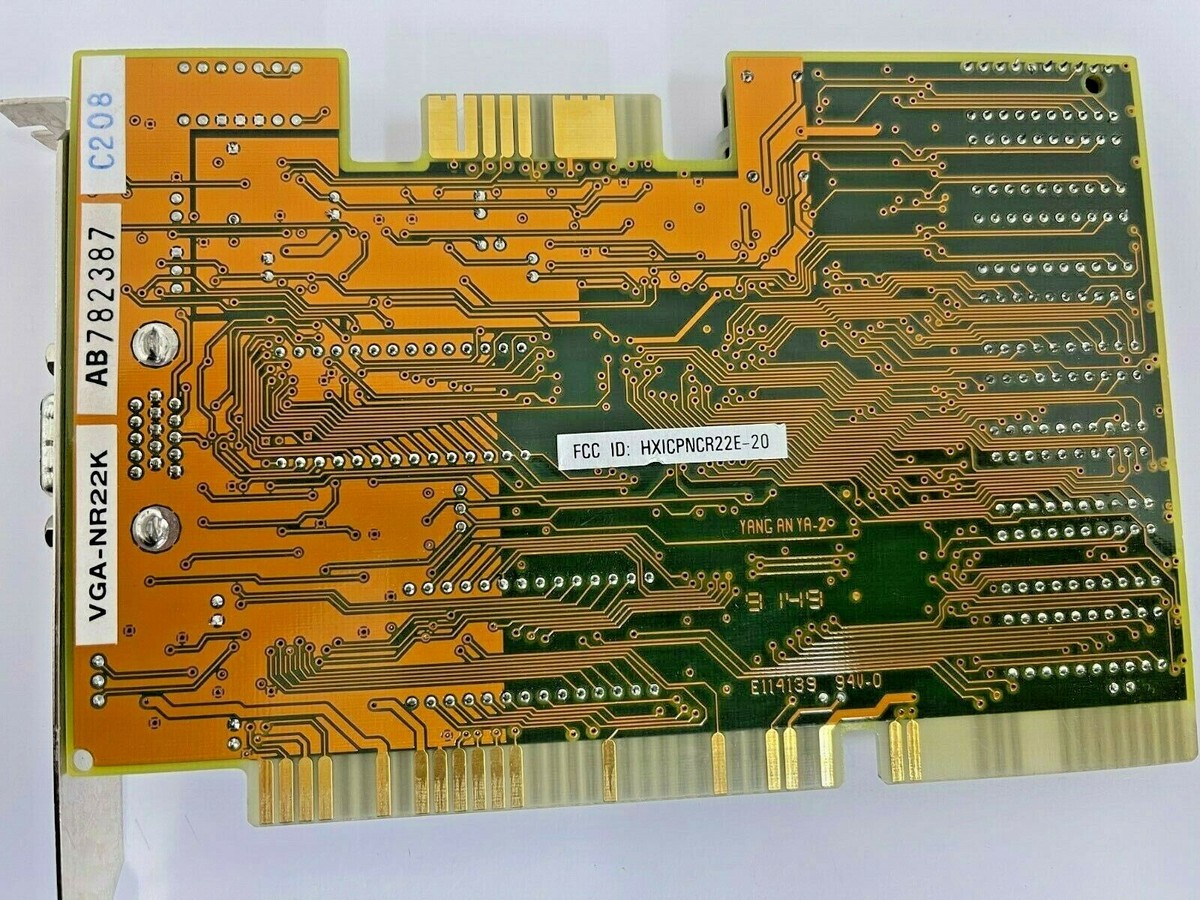 VINTAGE NCR SYSTEM 77C22-E 1 MEG 16-BIT ISA VGA CARD FCC
