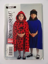 See & Sew B4637 Children's / Girls' Cape Size A  (2-3-4-5) Uncut Sewing Pattern