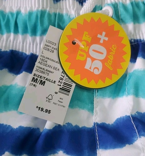 Sport Place Boys Swim Trunks Striped UPF 50+ Size M ( 7-8) NWT - Picture 3 of 5