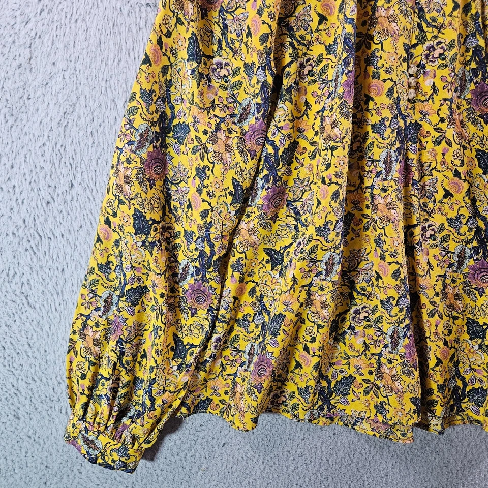 Madewell x Karen walker 100% Silk Top Blouse Women Small Floral Garden Yellow - Image 2 of 4