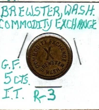 Brewster Washington - Commodity Exchange - 5 cent trade token