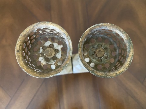 Vintage Rustic Wooden Candle Stick Holders With Metal Top 11.5'' Tall Pair - Picture 7 of 11