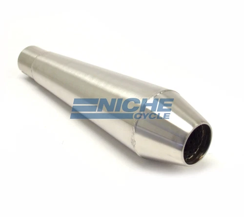 12" Stainless Steel Performance Motorcycle Muffler Reverse Cone Brushed 1.625"