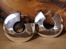 Large Sterling Silver Hoop Post Earrings