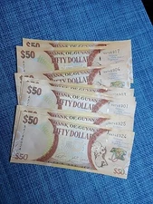 🇬🇾 Guyana 50 dollars P-41 AU (EACH) 2016 banknotes 012925-6