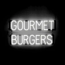SpellBrite GOURMET BURGERS Sign | Neon Sign Look, LED Light | 28.8" x 15.0"