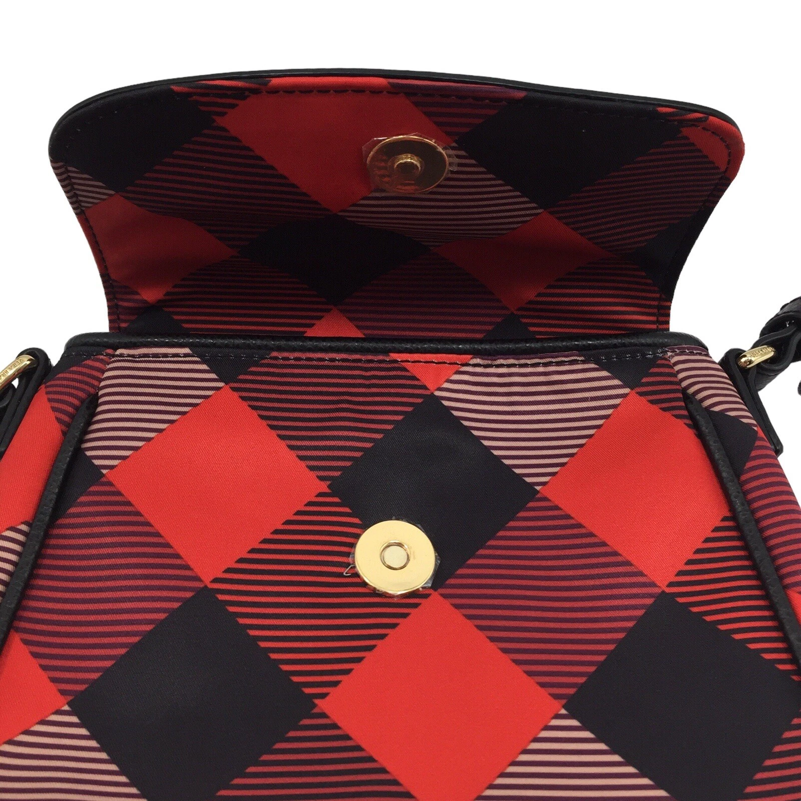 Mini borsa a tracolla Vera Bradley donna piccola a scacchi di bufalo rosso nero