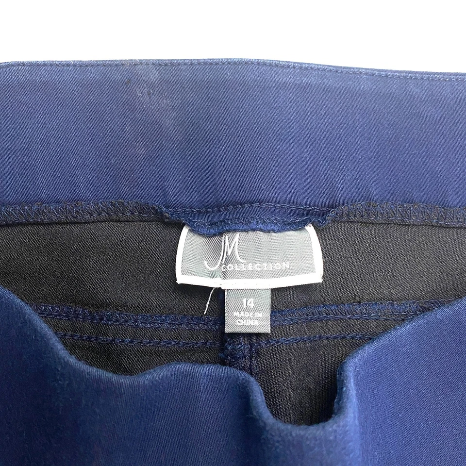 Pantalones de mezclilla rectos para mujer talla 14 azul lavado oscuro JM Collection Foto 2 de 4