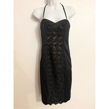 Y2k halter Black Lace-Panel Cocktail girls night out evening Dress