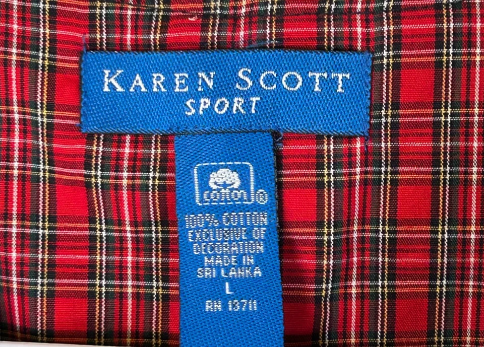 Vtg Velvet Ugly Christmas Vest Womens L Karen Scott Black Embroider Tartan Plaid - Image 3 of 4