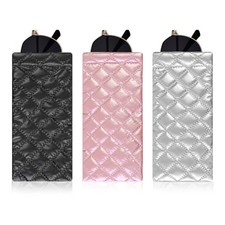 Double Eyeglass Case Soft Dual Glasses Case for Women Men 3 Black silver pink