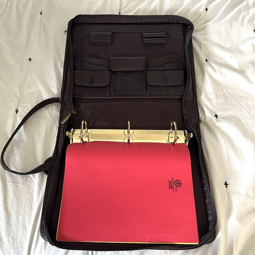 VTG Leather Briefcase Binder Trapper Keeper Zip Shoulder Strap Office Bag School - Picture 7 of 12