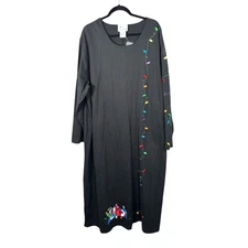 The Quacker Factory Vintage Winter Snowman Cotton Shift Shirt Dress Black 3X NEW