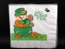 Vintage St Patrick's Day Luck o' the Irish Leprechaun in Package 16 Napkins