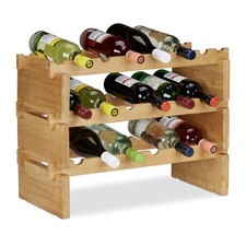Stacking wine rack Freestanding Bottle Storage Extendable 6 Bottles Natural