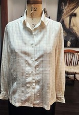 Vintage Herm s Paris Silk Blouse   Size 46   Cream W/ Black   Luxury Designer