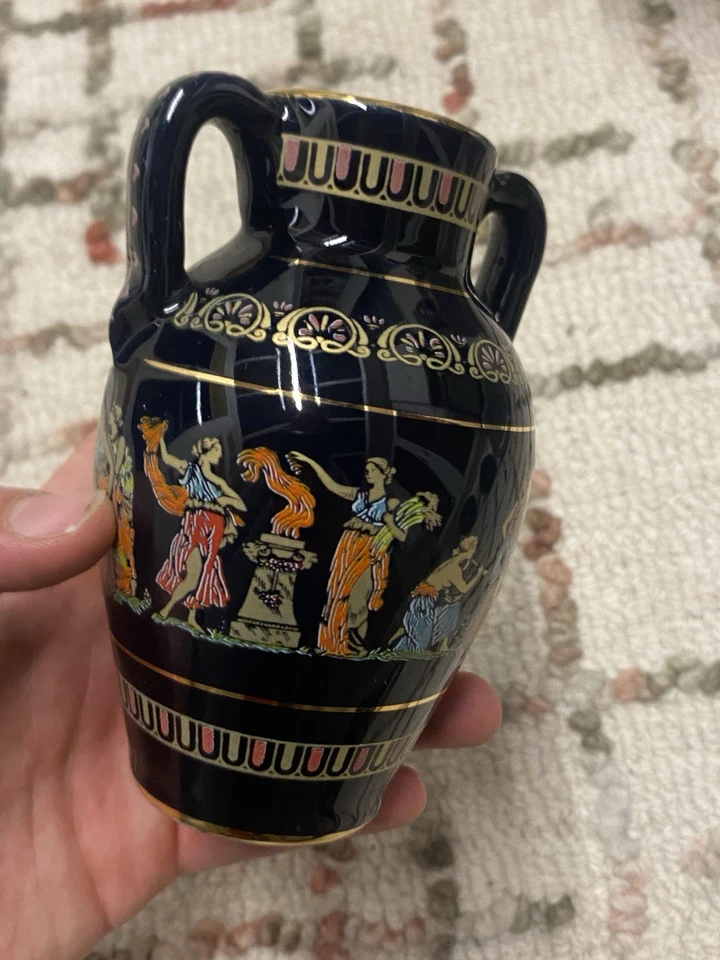 Handmade Greek Miniature Vase – 24k Gold Detail – A.K. Greece - Image 3 of 4