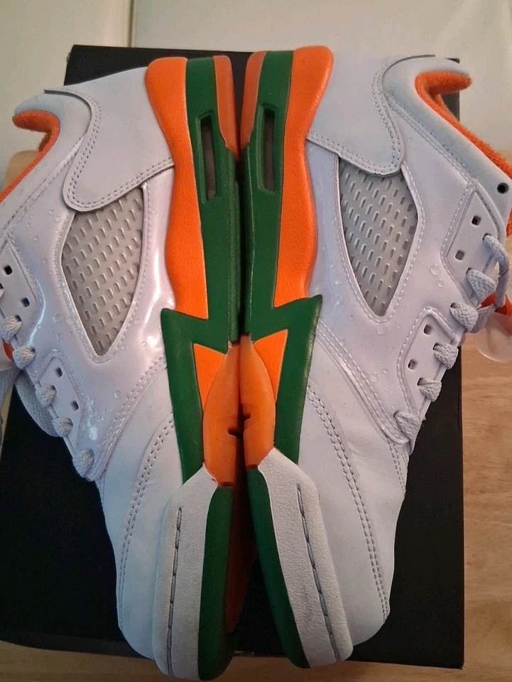 Nike Air Jordan 5 Retro Low Boys Size 7Y Gray Orange Athletic Shoes Sneakers - Image 3 of 4