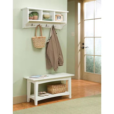 Shaker Cottage 36 In. Wood Bench and Coat Hook Set, Modern Hall Tree for Entrywa