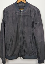 Superdry Jacket Mens Large Black Suede Bomber Goat Skin NYC Zip Up Goat Skin