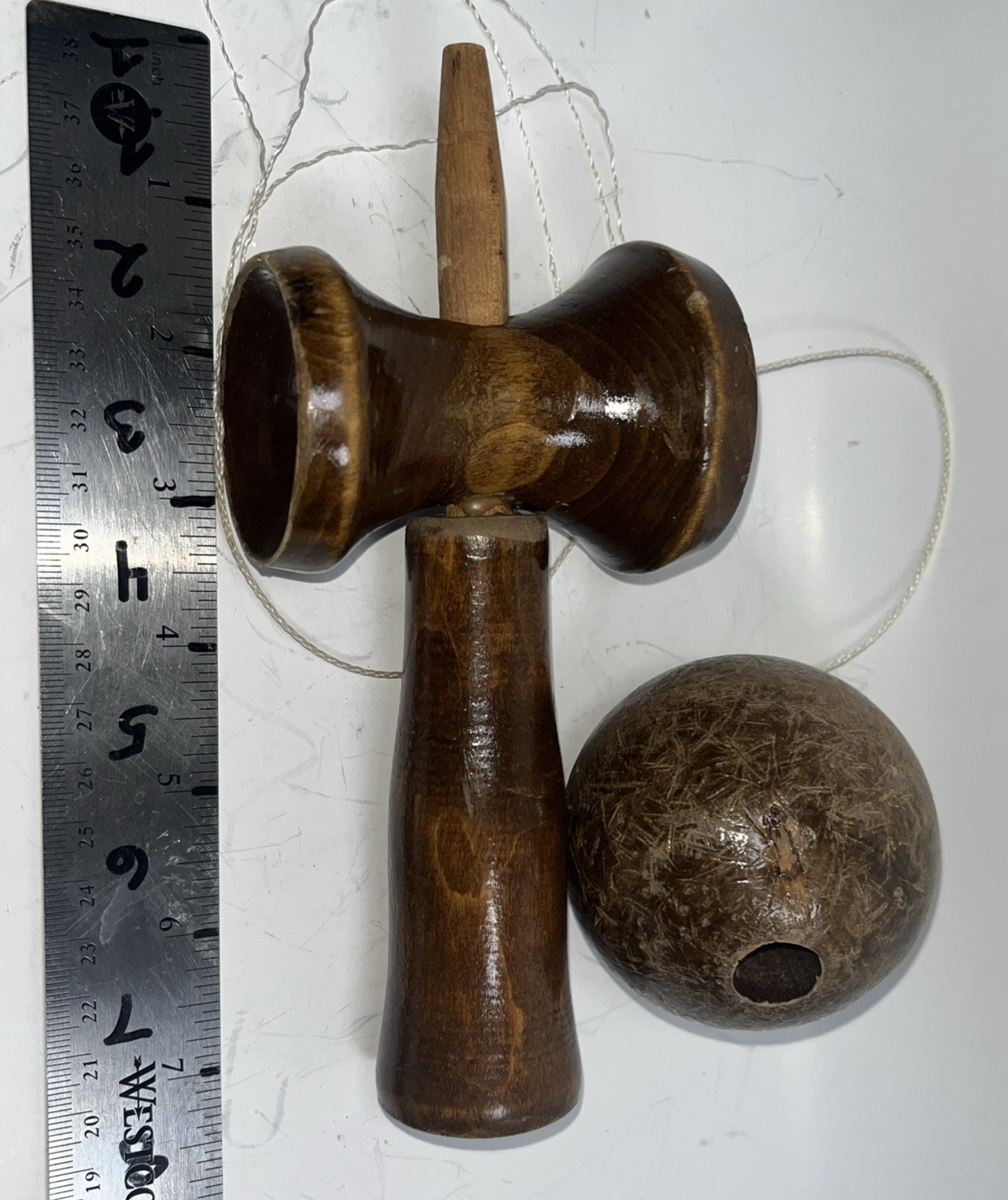 Vintage Wood Kendama 1960 Traditional Japanese Skill Game Toy