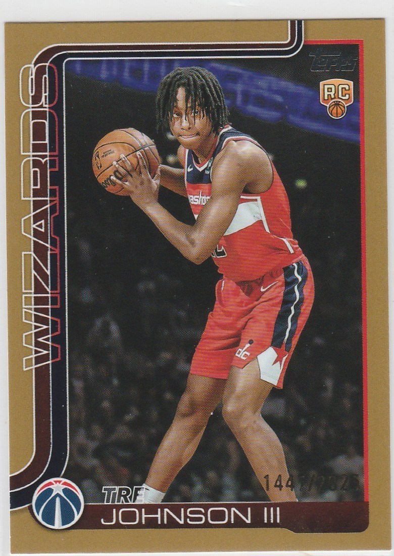 Tre Johnson III 2025-26 Topps Flagship Basketball 1447/2025 Gold RC #206 Wizards