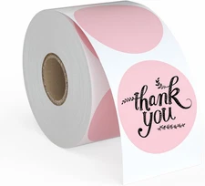 Cute Pink Thermal Labels, 2" Thermal Printer Labels for Name Tag, DIY, QR Code,