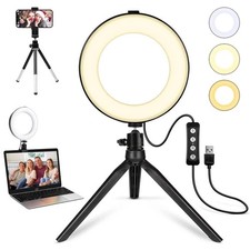 Anillo de luz LED 2 en 1 de 6" con tr pode y abrazadera