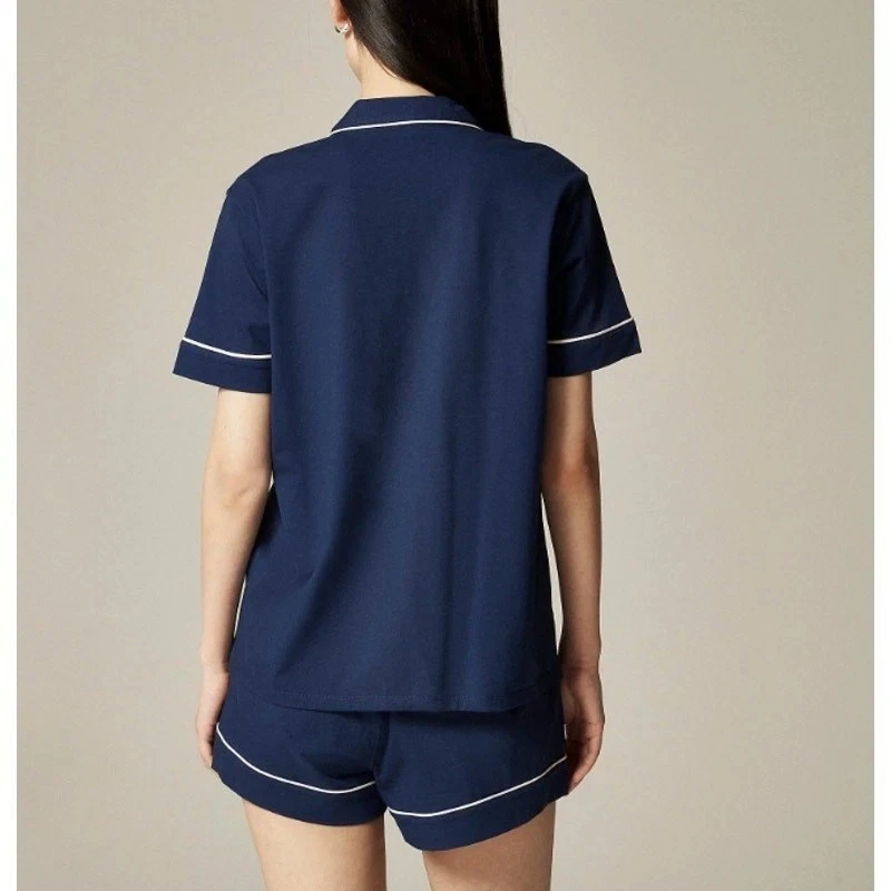 Conjunto Corto Pijama J Crew Dreamy Mezcla Algodón Azul Marino M Foto 2 de 4