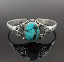 Turquoise vine leaf cuff bracelet