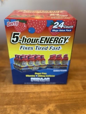 5-Hour Energy Shot, Regular Strength Berry,  24 Count, Exp 8/27