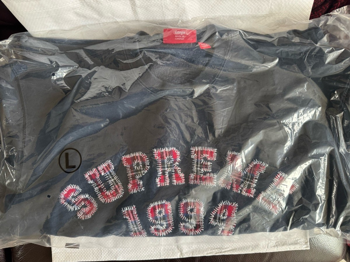 Supreme Plaid Arc Crewneck Navy Size Large BRAND NEW In Hand | eBay