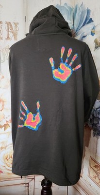 G-Star RAW Men s Hoodie L Dark Olive Green Hand-Painted Graphic HalfZip Pullover
