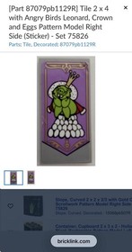 LEGO Tile 2x4 with Angry Birds Leonard Crown & Eggs Set 75826 King Pig&rsquo;s Castle