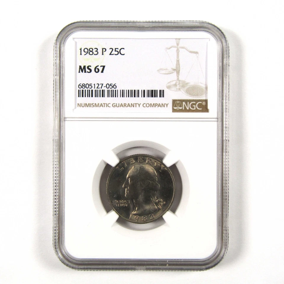 Cuarto de baño P Washington 1983 como nuevo 67 NGC revestido 25c sin circular SKU: I9557