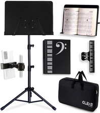 Sheet Music Stand - Full Metal with Carrying Bag, Phone Holder, Sheet Music Fold