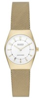 Skagen Grenen Lille Solar SKW3077 Damenuhr Edelstahl Meshband Gold Uhr Flach Neu