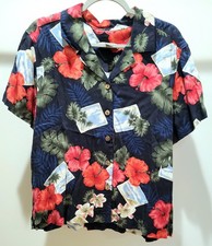 VACATION Jamaica Bay 100% Rayon Tropical Floral Print SS Button Down Size PXL