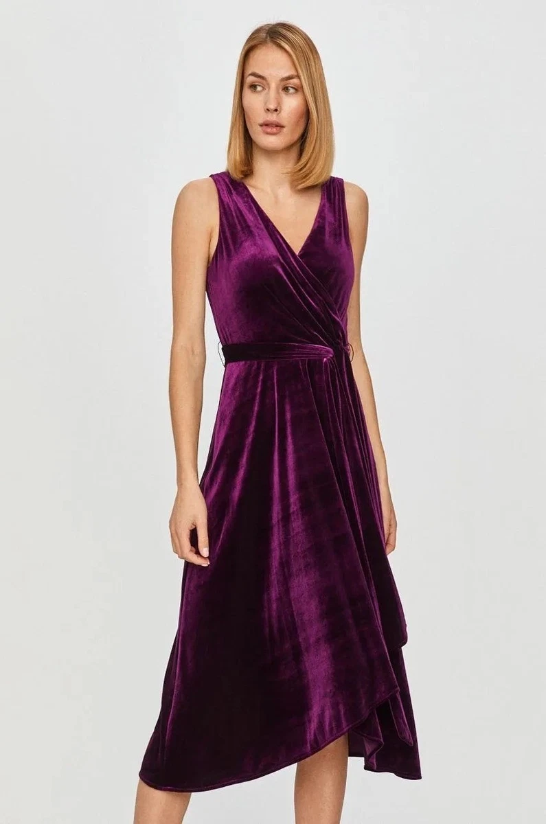 dkny purple velvet dress NEW DKNY Navy Blue Velvet 3/4 Sleeve Dress Women's- 8