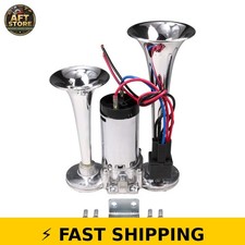 JDMSPEED 12V 150DB Dual Trumpets Electric Horn Kit - Chrome