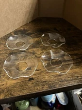 (4) Scalloped Glass Candle Bobeches for Candlesticks/Taper Candles To Catch Wax